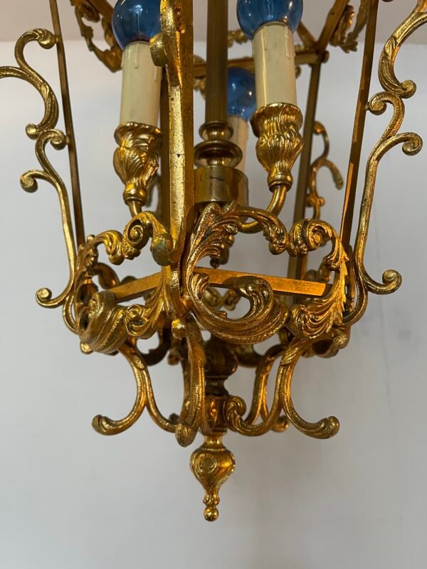 Lampadario a Lanterna in Ferro Dorato – Stile Barocco, Anni '50/'60 - Image 4