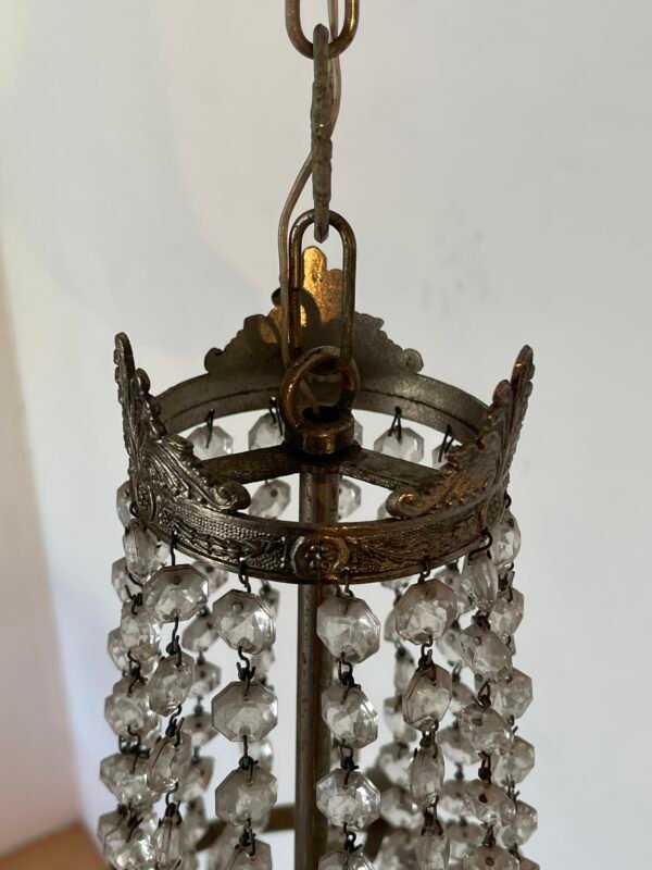 lampadario in cristallo e ottone dorato - Image 2
