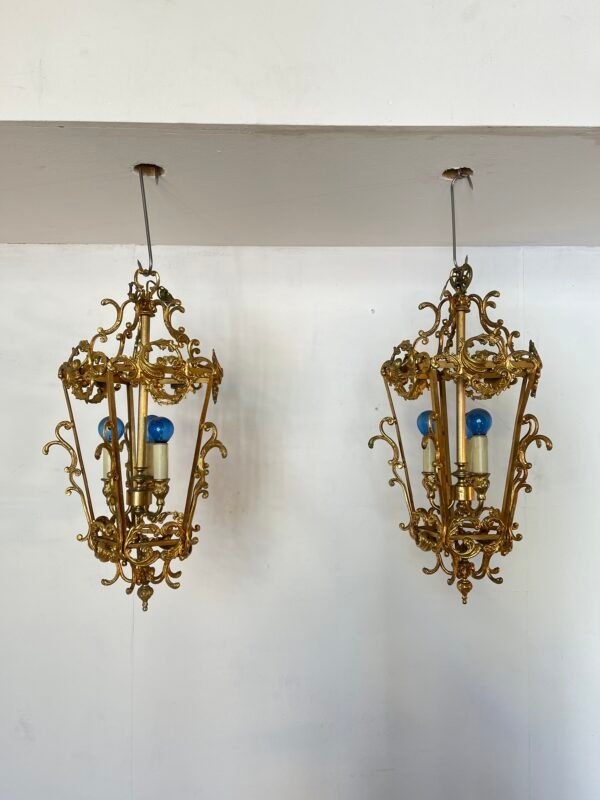 Lampadario Antico in Bronzo Dorato Stile Barocco - Image 4