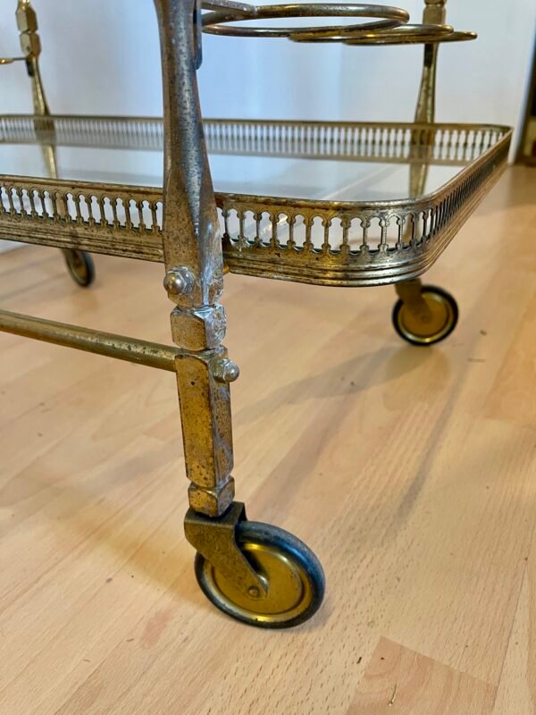 Carrello Bar Vintage in Ottone con Ruote – Stile Francese Anni ’50/’60 - Image 5
