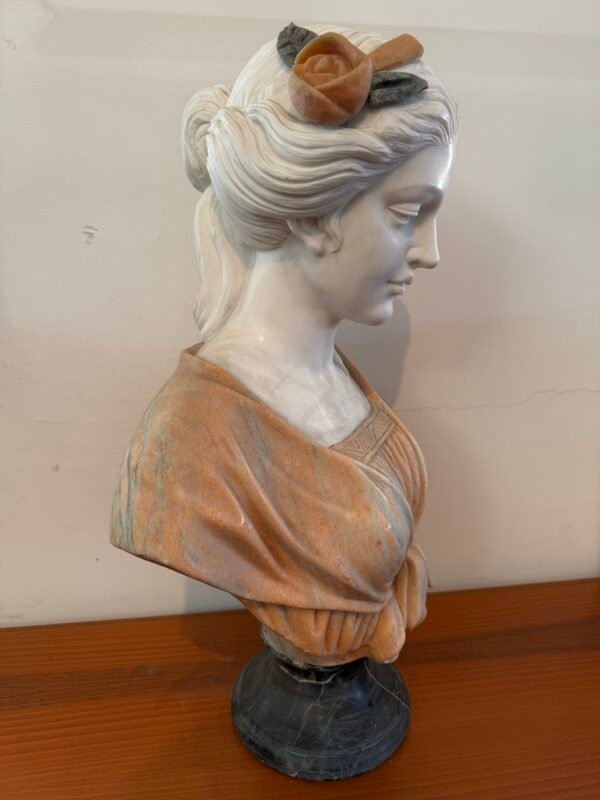 Busto Policromo in Marmo – Giovane Donna in Abito Classico - Image 3
