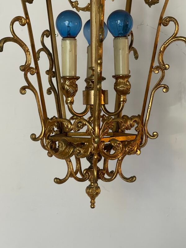 Lampadario Antico in Bronzo Dorato Stile Barocco - Image 2
