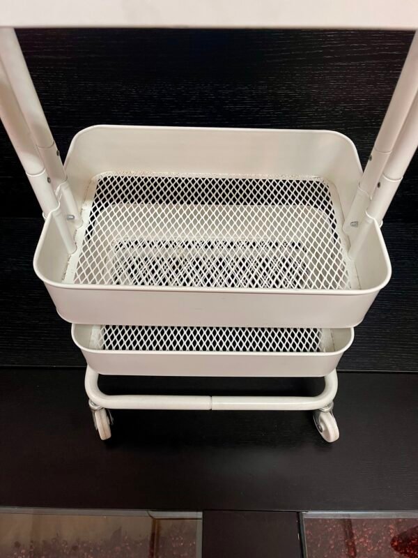 Carrello portaoggetti in metallo bianco a 3 livelli – Con ruote - Image 4