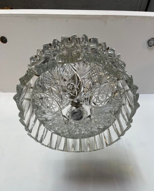 Lampadario vintage in cristallo e ottone - Image 3
