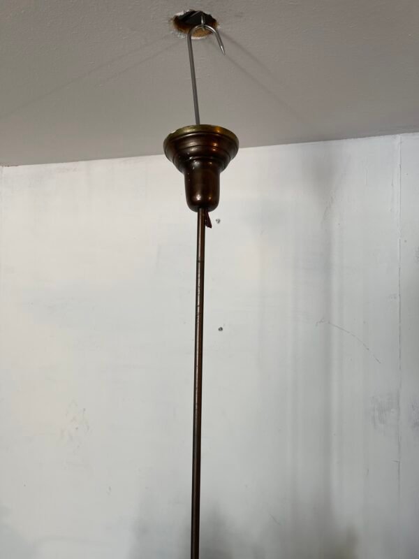 Lampadario Vintage in Ottone con Paralumi in Vetro Molato - Image 2