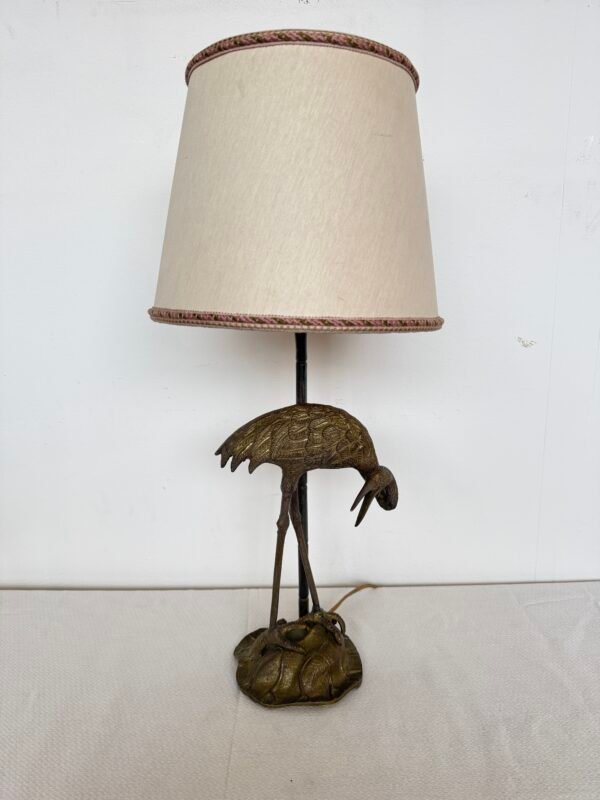 Lampada da Tavolo Vintage con Base a Forma di Airone