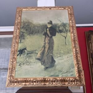 Quadro "Donna con cappotto lungo in paesaggio invernale