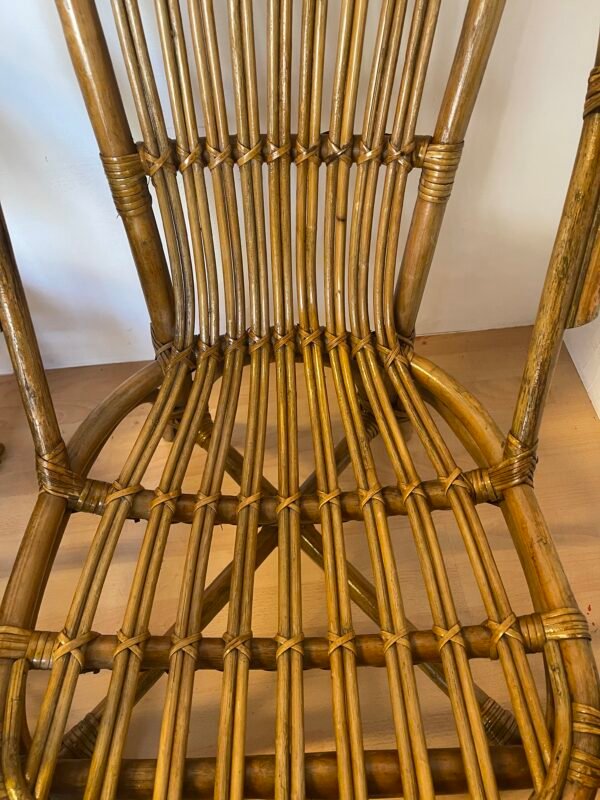 Coppia di sedie vintage in bambù e rattan - Image 4