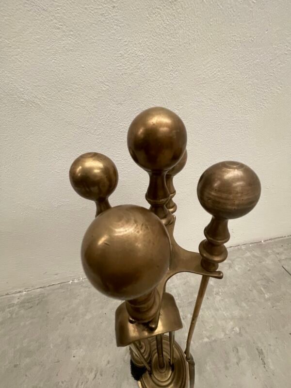Set da Camino Vintage in Ottone – 5 Pezzi con Base Tonda - Image 2