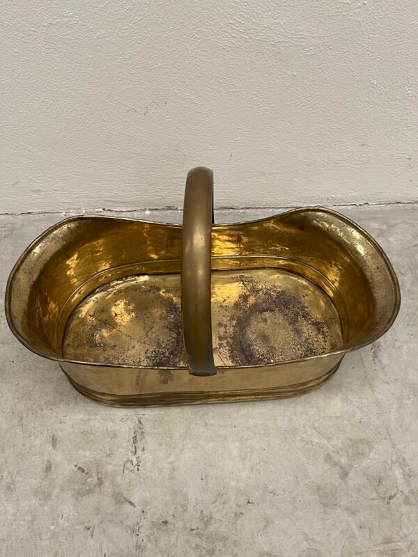 Cestino vintage in ottone – porta legna o riviste - Image 5