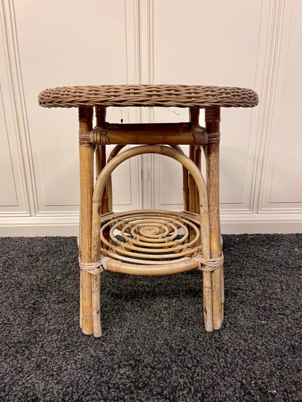 Tavolino / sgabello vintage in rattan intrecciato - Image 5