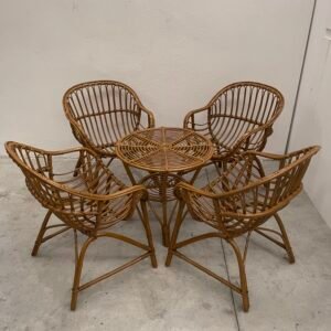 Set salotto in rattan – 4 poltroncine + tavolino