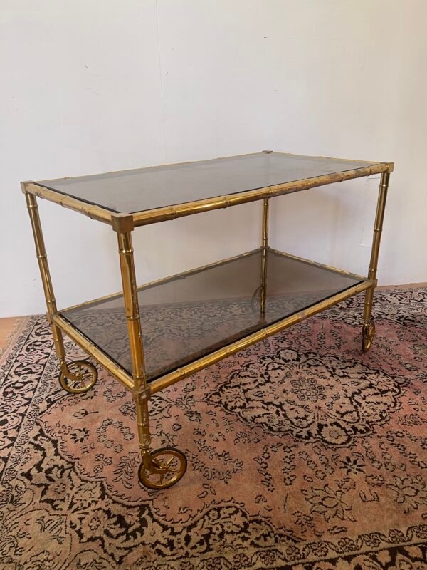 Carrello lungo in ottone stile bambù anni '70 - Image 2