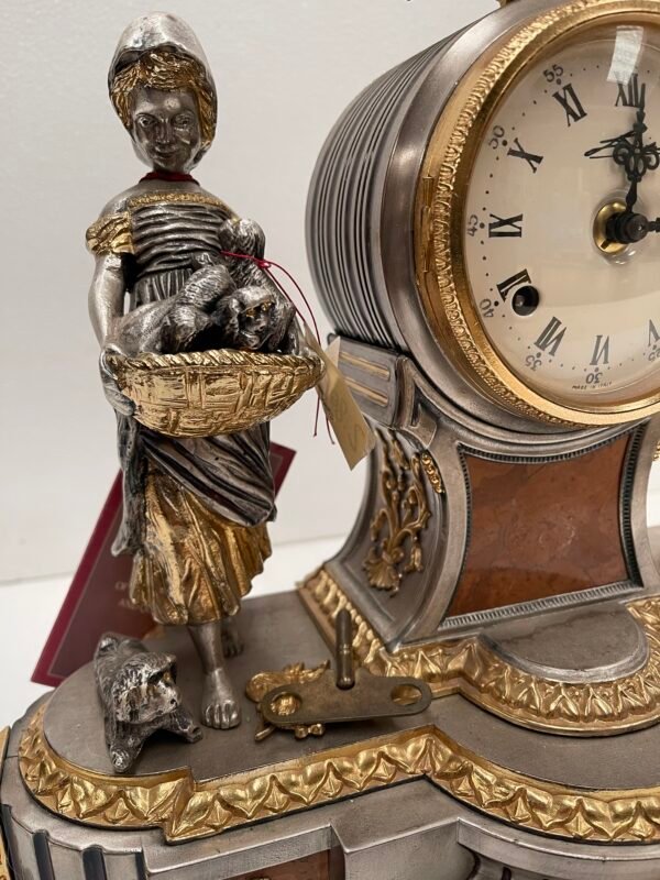 Orologio da tavolo in metallo e bronzo dorato – Stile Neoclassico Luigi XVI - Image 3