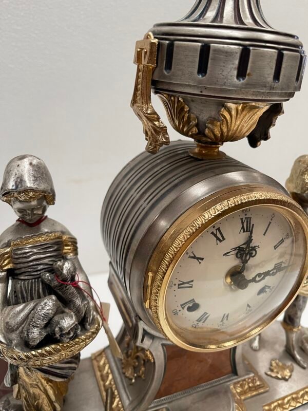 Orologio da tavolo in metallo e bronzo dorato – Stile Neoclassico Luigi XVI - Image 4