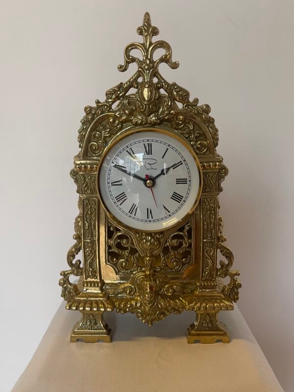 Sontuoso Orologio da Tavolo/Mensola in Ottone Dorato - Image 2