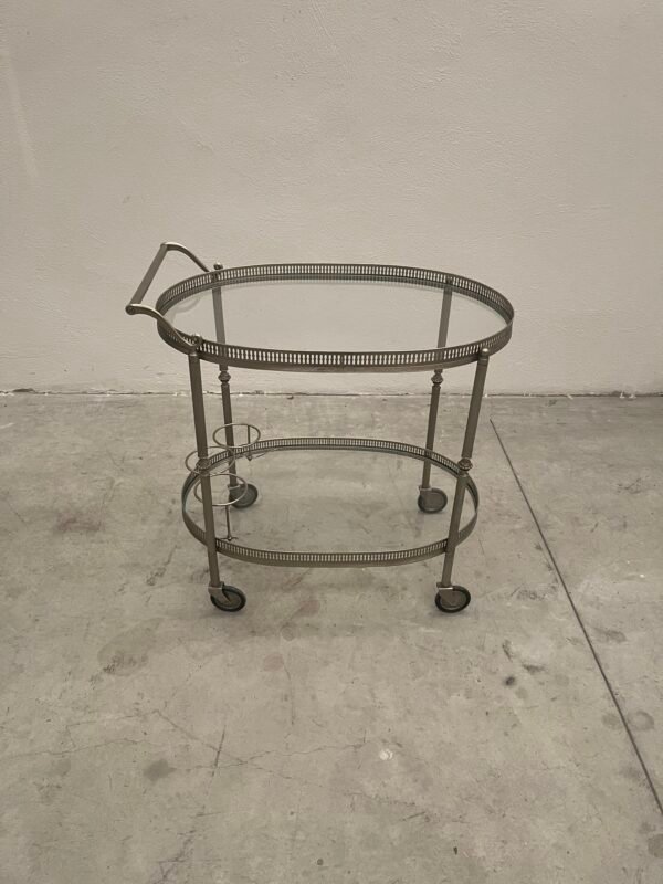 Carrello di Servizio a Tre Piani in Ottone e Vetro Fumé - Image 5