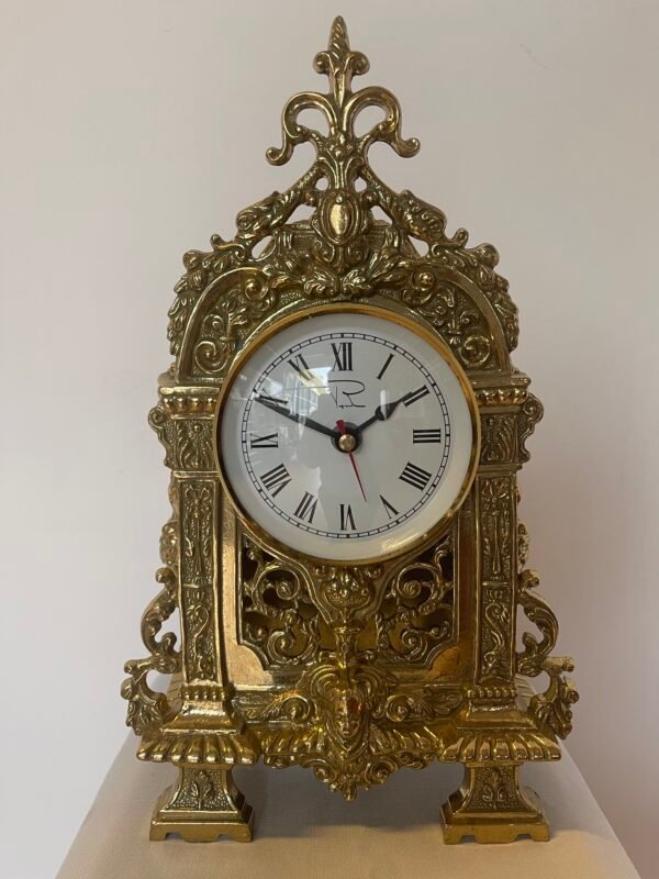 Sontuoso Orologio da Tavolo/Mensola in Ottone Dorato - Image 3