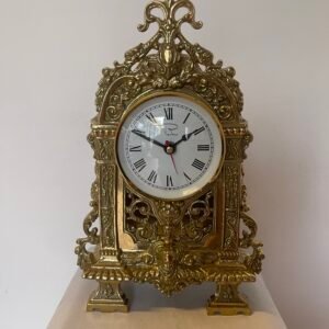 Sontuoso Orologio da Tavolo/Mensola in Ottone Dorato