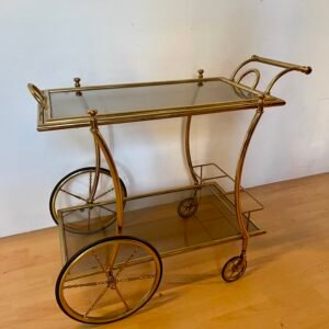 Carrello da Servizio Vintage in Ottone e Vetro – Bar Trolley Anni ’60/’70