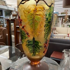 Vaso in Vetro di Murano con Decorazioni Floreali