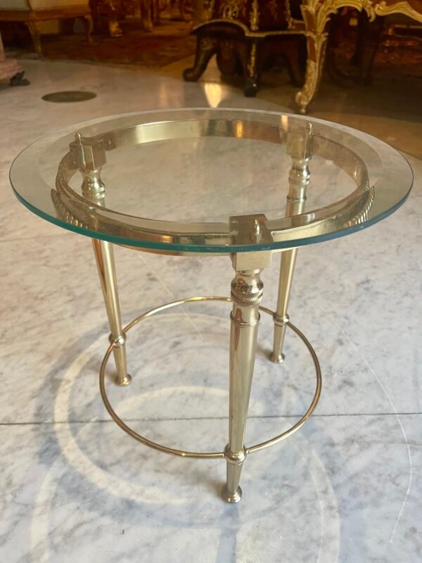 Elegante Tavolino in Ottone e Vetro Stile Hollywood Regency - Image 4
