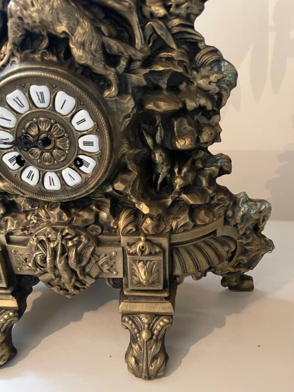 Maestoso Orologio da Tavolo/Camino in Bronzo Dorato - Stile Eclettico XIX Secolo