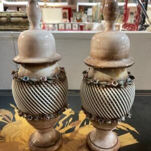 Coppia di Finial Decorativi in Ceramica