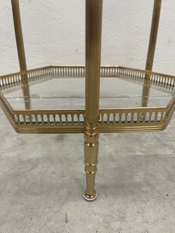 Tavolino Ottagonale Vintage in Ottone e Vetro - Image 3