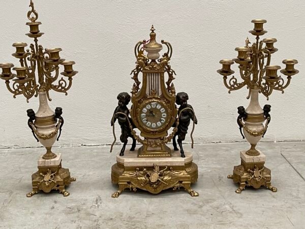 Sontuoso Candelabro a Sette Luci in Bronzo e Marmo - Image 3