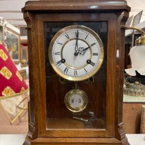 Classico Orologio a Pendolo da Tavolo in Legno e Ottone