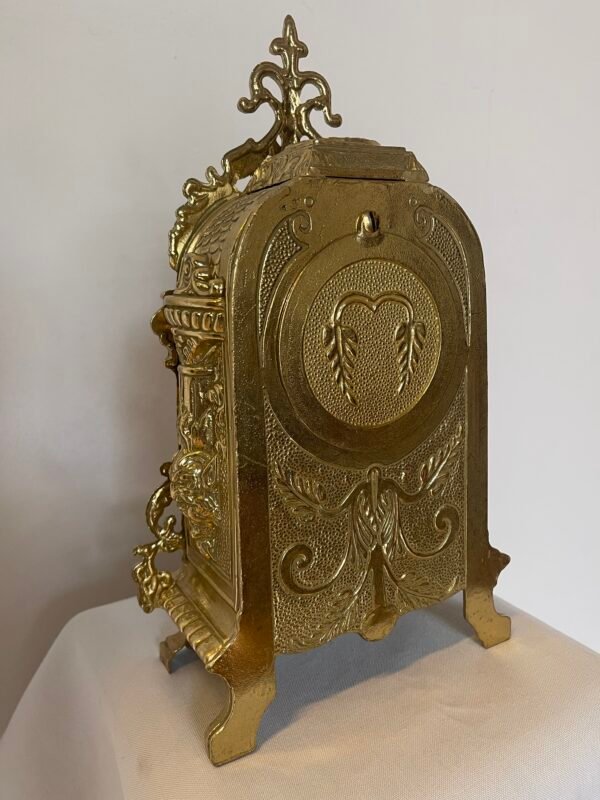 Sontuoso Orologio da Tavolo/Mensola in Ottone Dorato - Image 5