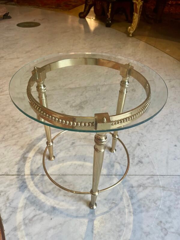 Elegante Tavolino in Ottone e Vetro Stile Hollywood Regency - Image 3