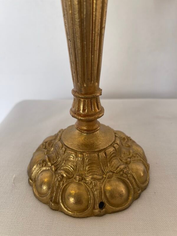 Coppia di Candelieri Antichi in Bronzo/Ottone con Cristalli - Image 2
