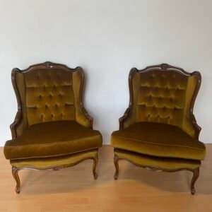 Coppia di Poltrone Vintage in Stile Barocco Francese