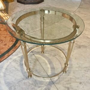 Elegante Tavolino in Ottone e Vetro Stile Hollywood Regency