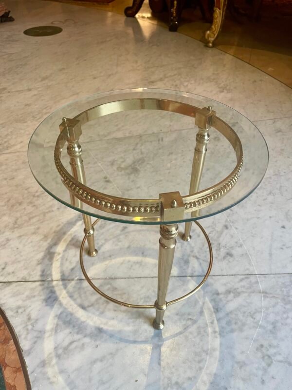 Elegante Tavolino in Ottone e Vetro Stile Hollywood Regency - Image 2