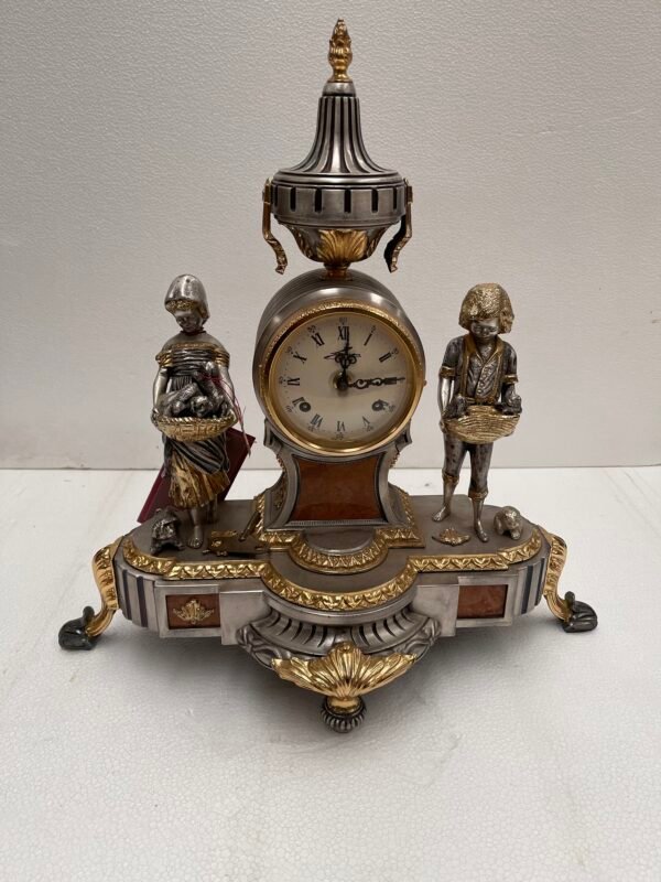 Orologio da tavolo in metallo e bronzo dorato – Stile Neoclassico Luigi XVI - Image 2