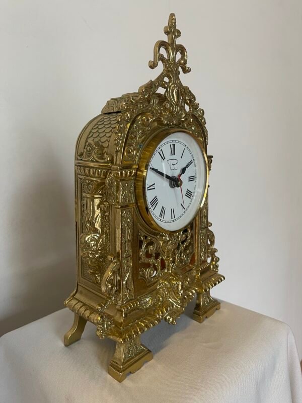 Sontuoso Orologio da Tavolo/Mensola in Ottone Dorato - Image 4
