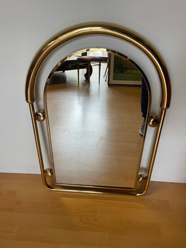 Specchio da Parete Ovale con Cornice Dorata e Bianca - Stile Mid-Century Modern