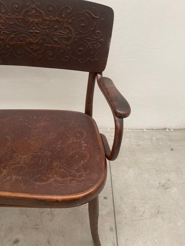 Elegante Panca "Thonet" in Faggio Curvato con Schienale Inciso - Image 5