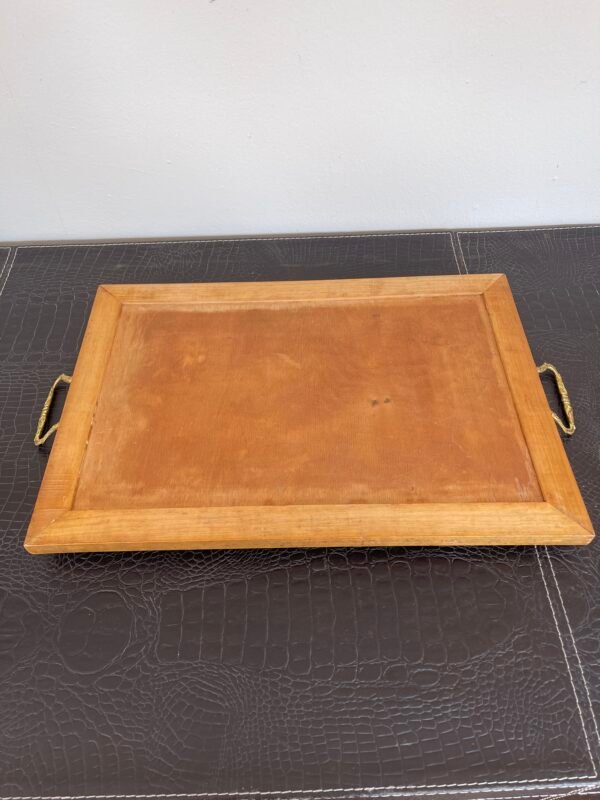 Vassoio vintage in legno intarsiato con uccello in volo - Image 6