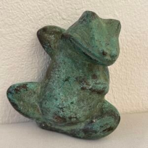 Piccola Statua di RANA in metallo - Stile Vintage con Patina Verde