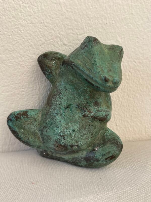 Piccola Statua di RANA in metallo - Stile Vintage con Patina Verde