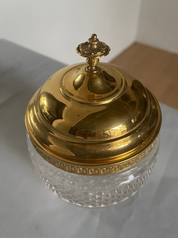 Vaso/Zuccheriera in Cristallo Tagliato e Bronzo Dorato - Image 2