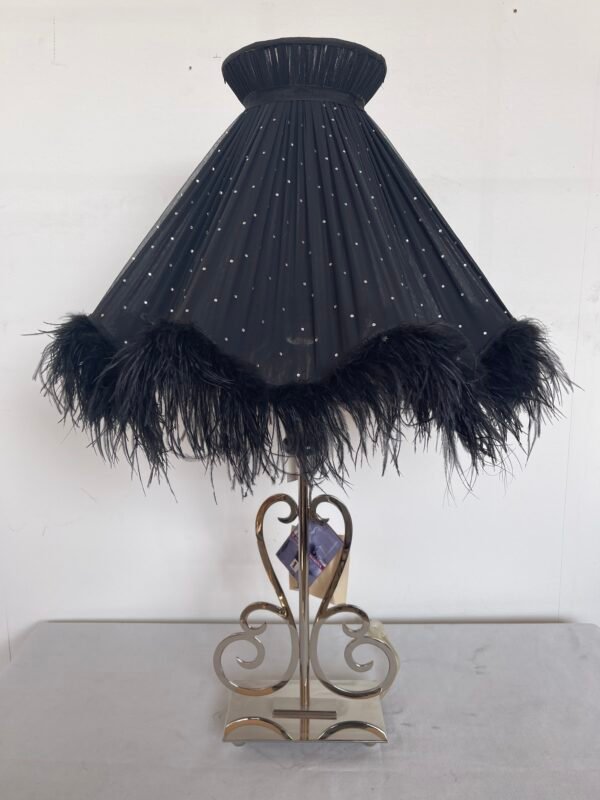 Lampada da Tavolo "Il Paralume Marina" – Design Glamour con Piume e Cristalli - Image 2
