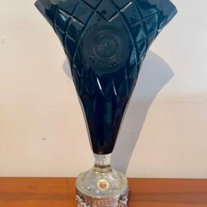 Vaso in Cristallo Versailles con Incisione Solare e Base Dorata
