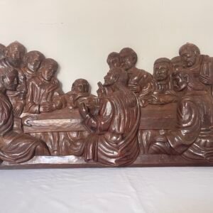 Grande Rilievo Scolpito "Ultima Cena" in Legno Massiccio