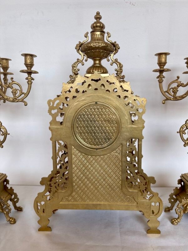 Set Orologio da Caminetto con Candelabri – Stile Barocco in Bronzo Dorato - Image 6