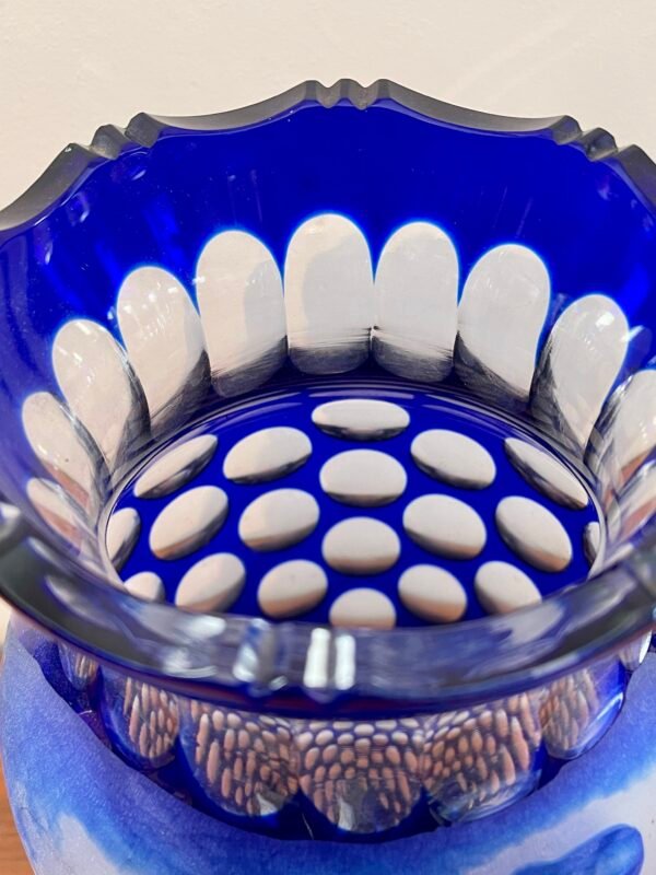 Vaso Artistico in cristallo Blu con Decori Incisi, italia anni '70 - Image 6